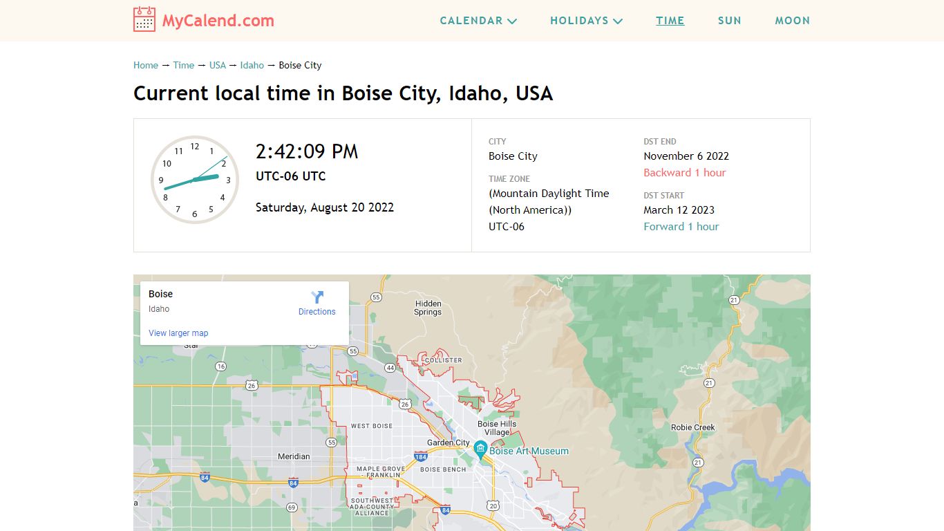 Current local time in Boise City. What time is now in Boise City